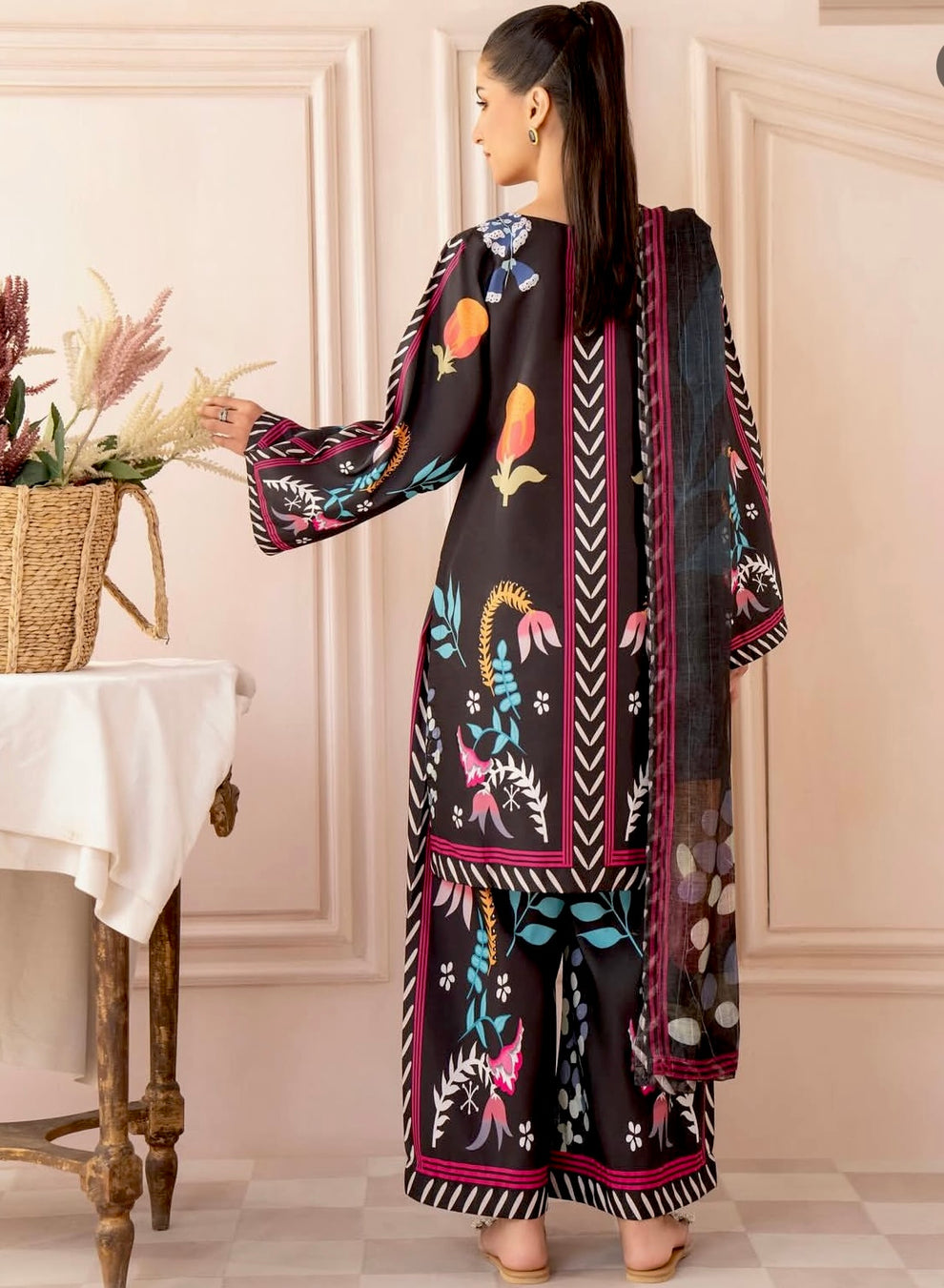 Rukhsar Black Three-Piece Dress