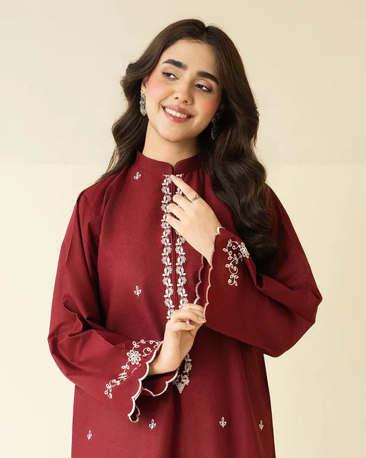 Claret Emb Farshi Shalwar Set